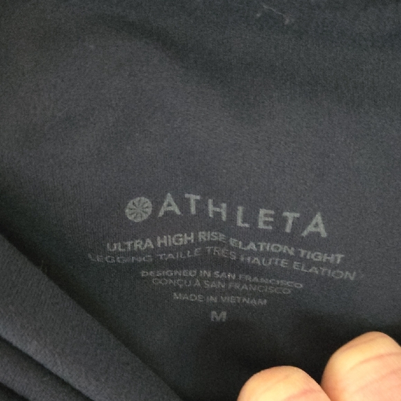 Athleta Ultra High Rise Elation Tight in Navy With Pink/White Stripe Size M - Picture 7 of 9